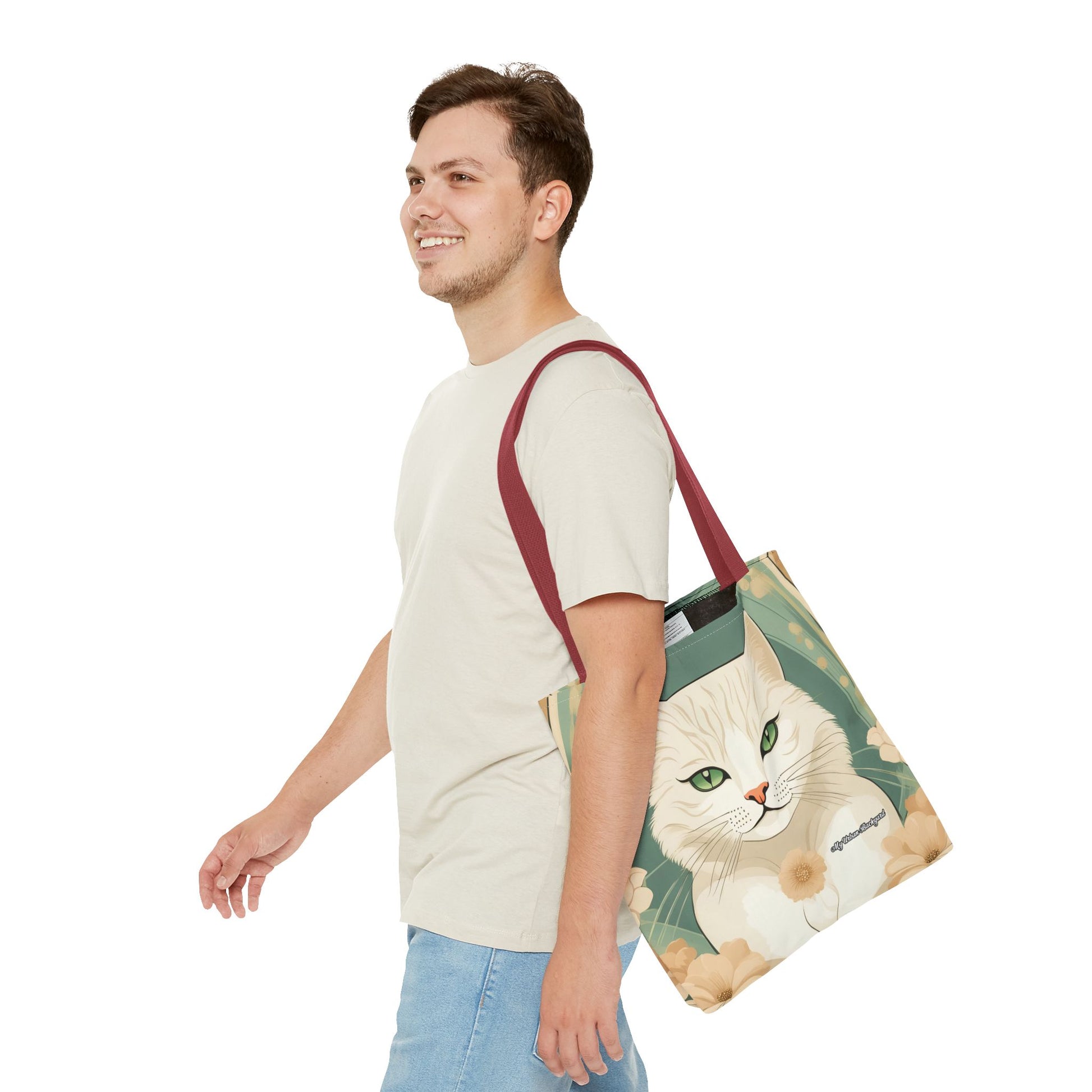 Blanca Purrington, Cat Tote Bag with Cotton Handles For Everyday Use, 3 Sizes