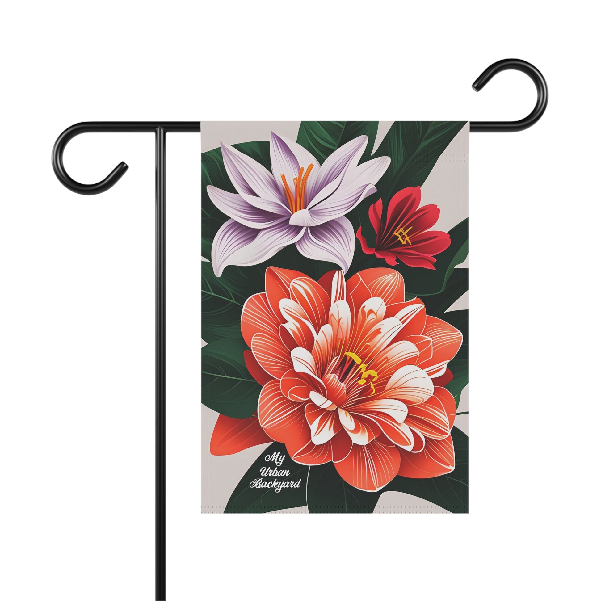 Three Flowers, Garden Flag for Yard, Patio, Porch, or Work, 12"x18" - Flag only