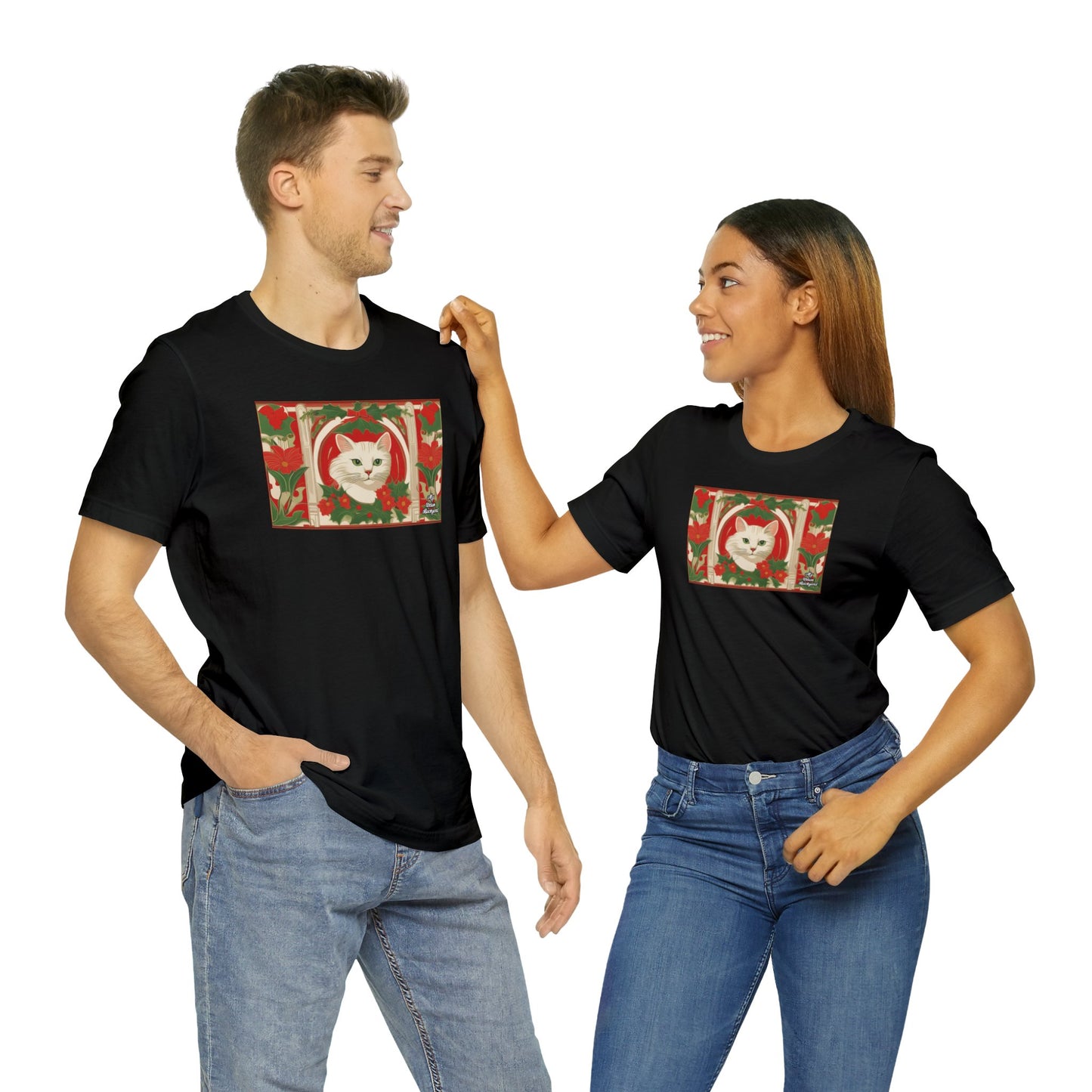 Soft T-Shirt, 100% Jersey Cotton, Unisex - Holiday Cat