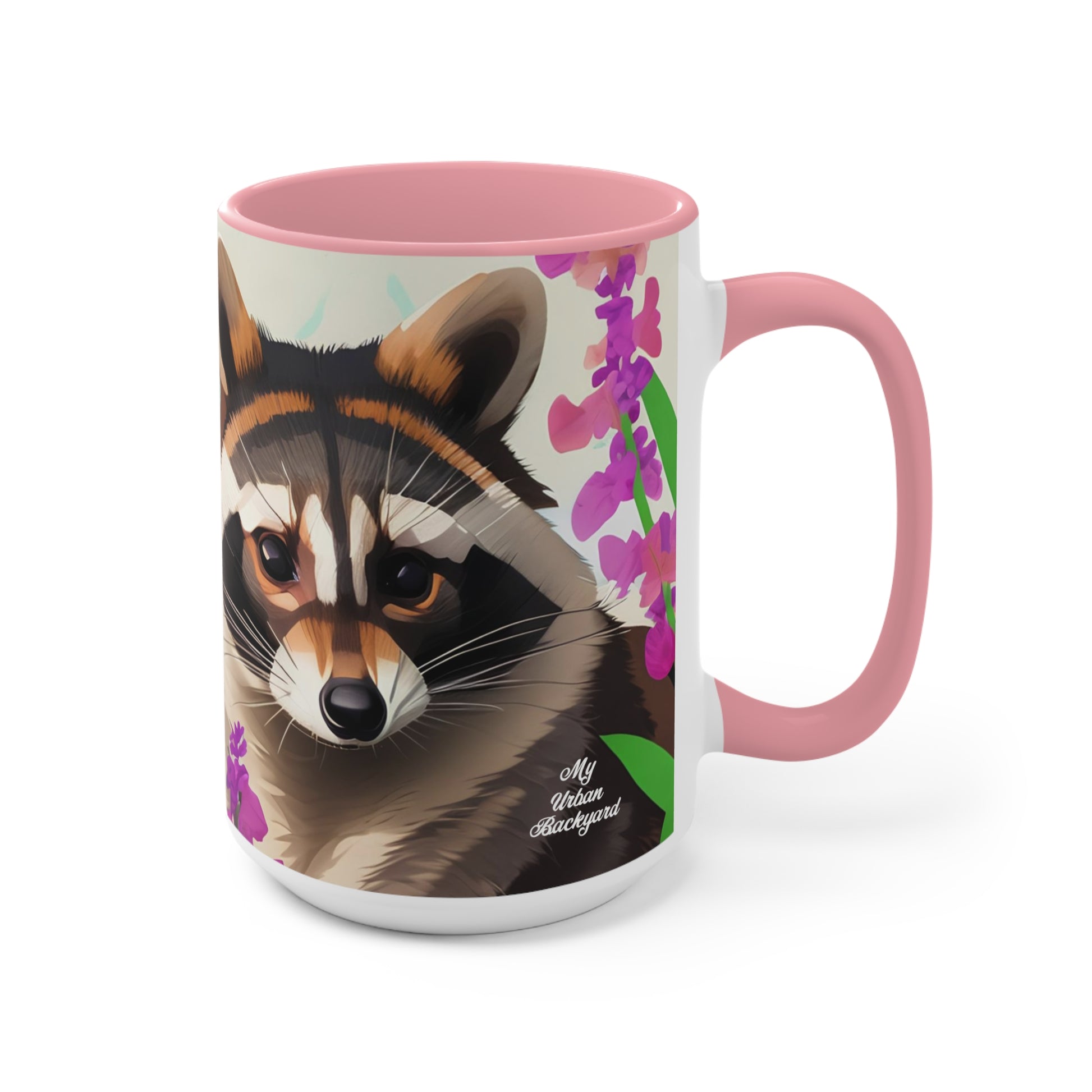 Raccoon with Flowers, Ceramic Mug - Perfect for Coffee, Tea, and More!