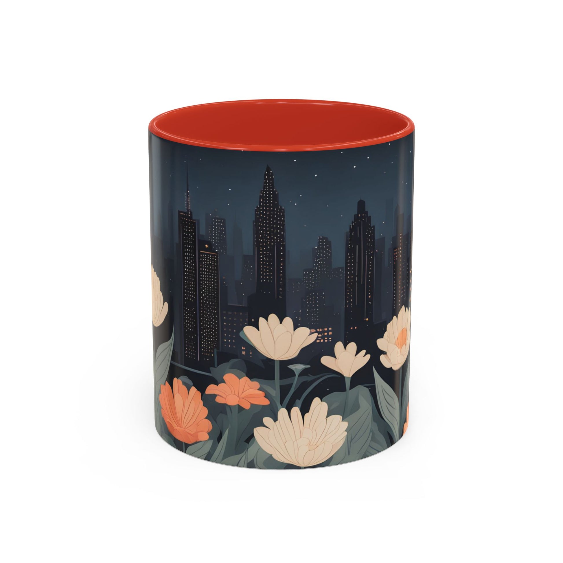 Cityscape Floral Accent Coffee Mug, Gift for Animal Lovers, Vintage Style, Perfect for Any Occasion