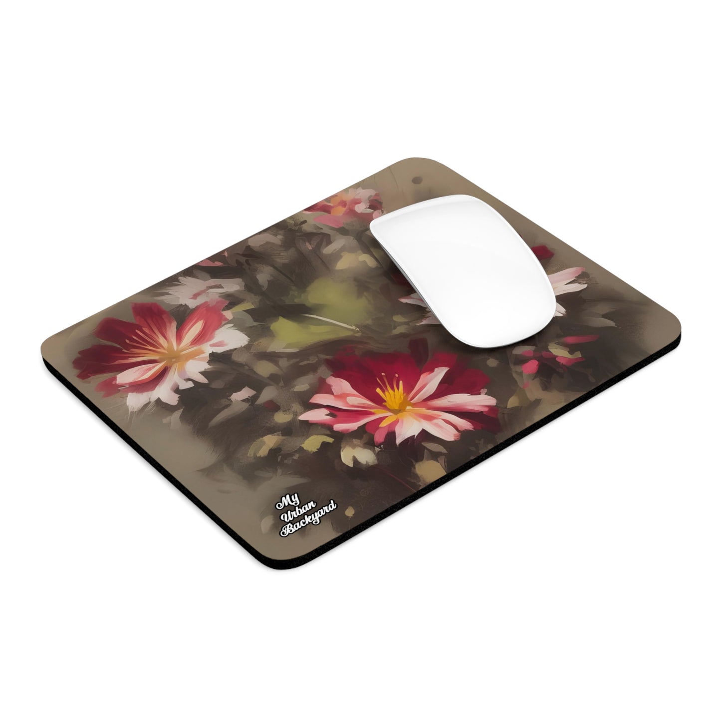 Computer Mouse Pad with Non-slip rubber bottom for Home or Office - Watercolor Flowers