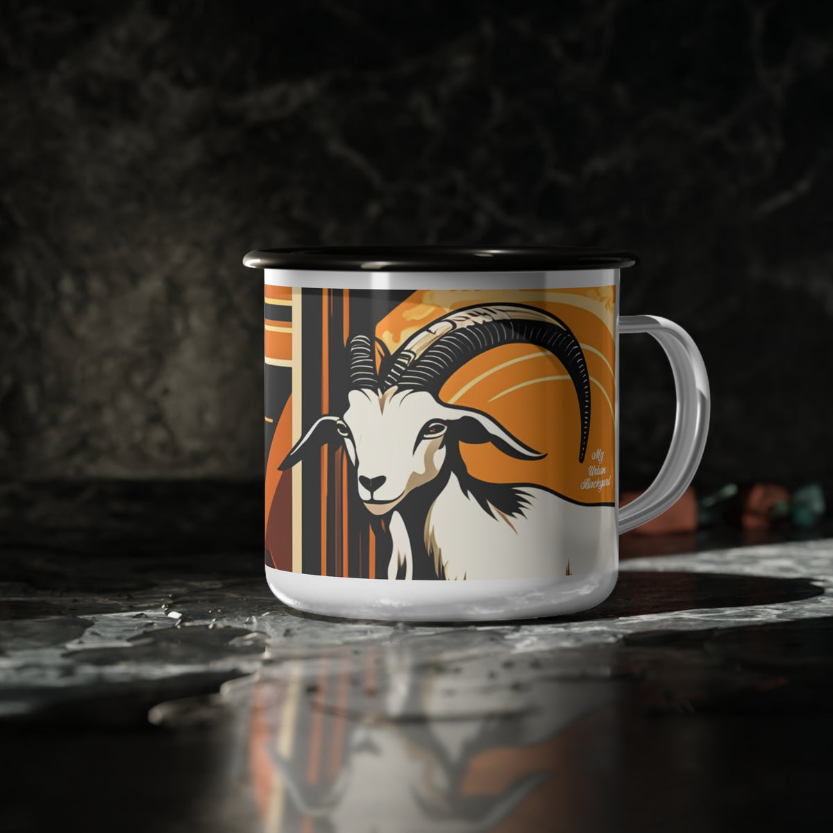 White Goat Enamel Mug