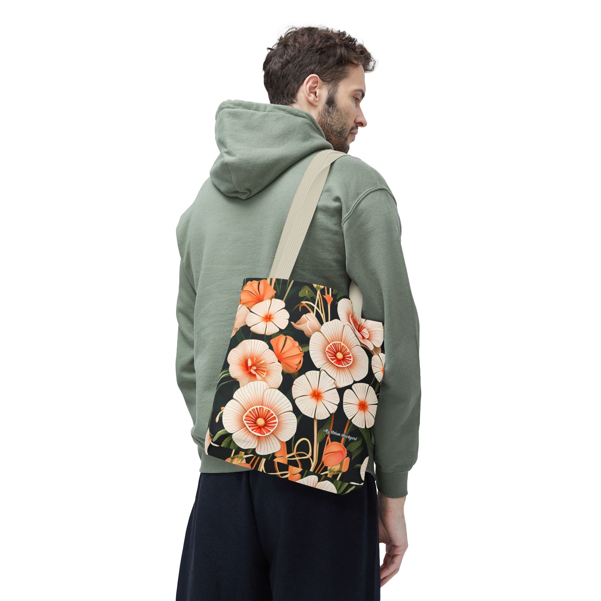 Art Deco Flowers Tote Bag with Cotton Handles For Everyday Use, 3 Sizes