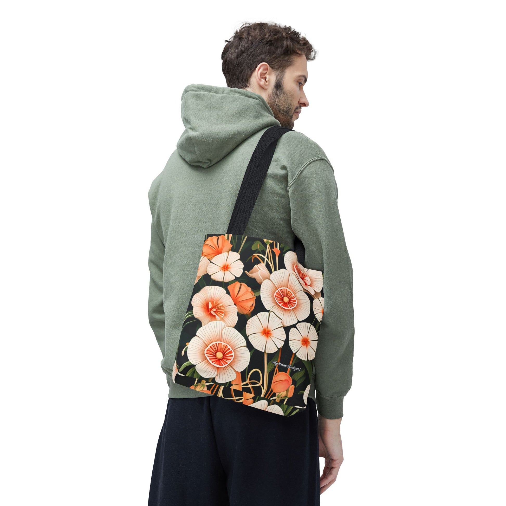 Art Deco Flowers Tote Bag with Cotton Handles For Everyday Use, 3 Sizes