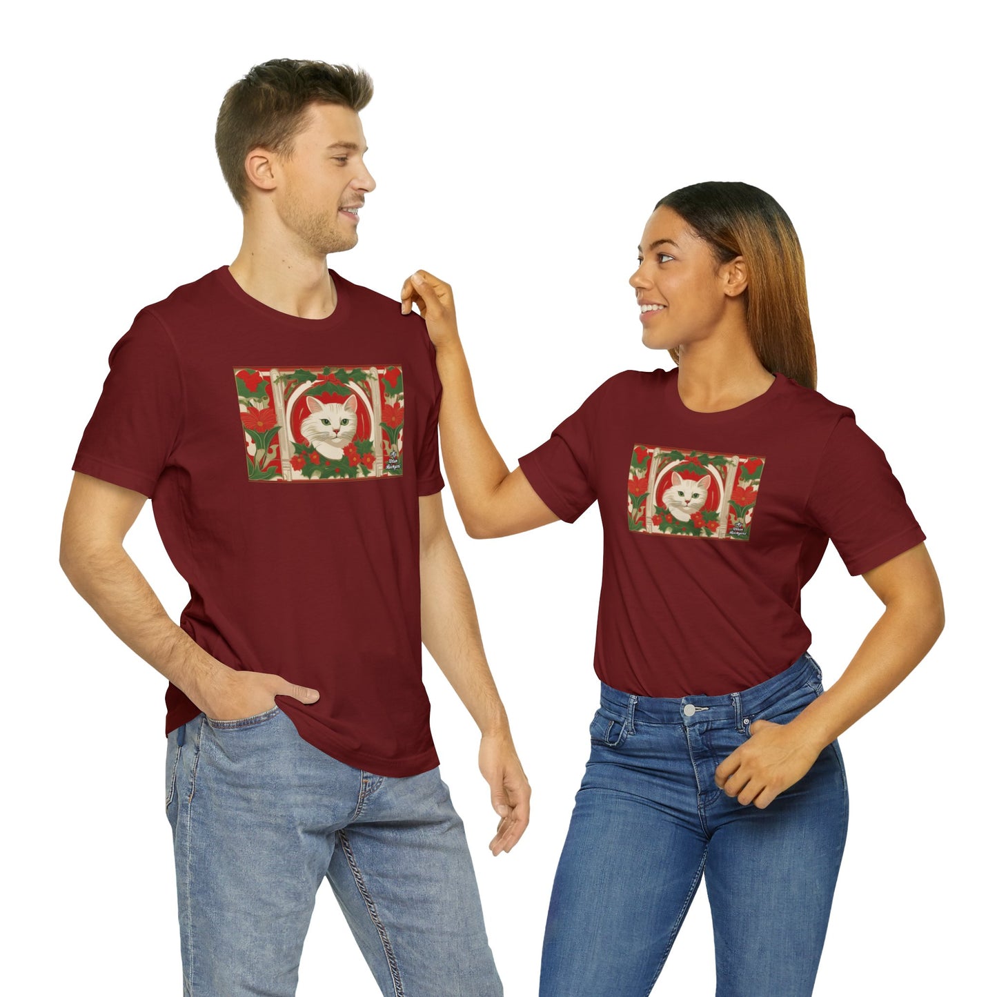 Soft T-Shirt, 100% Jersey Cotton, Unisex - Holiday Cat