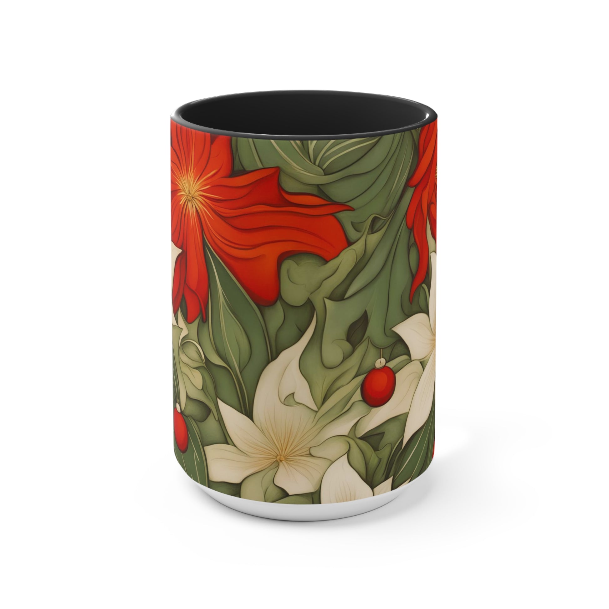 Christmas Flowers, Ceramic Mug - Perfect for Coffee, Tea, and More!