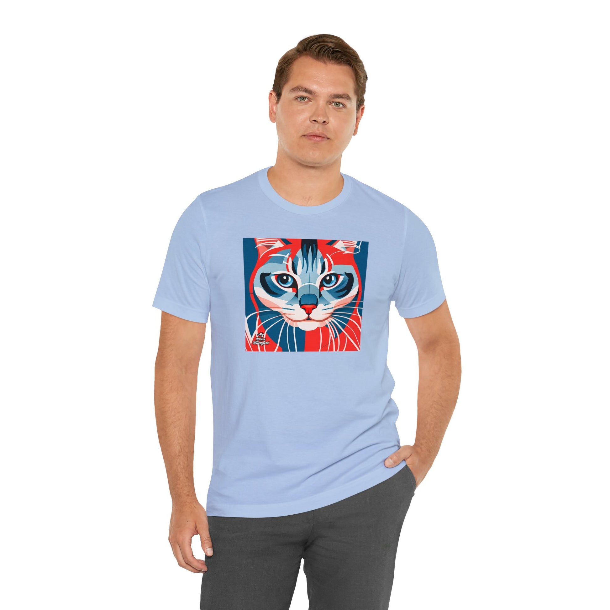Red White and Blue Cat, Soft 100% Jersey Cotton T-Shirt, Unisex, Short Sleeve, Retail Fit