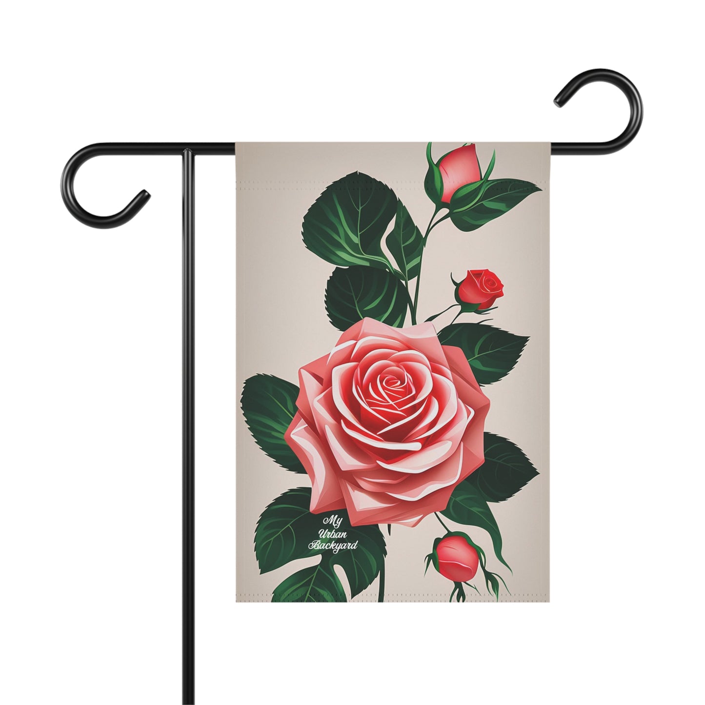 Pink Rose, Garden Flag for Yard, Patio, Porch, or Work, 12"x18" - Flag only