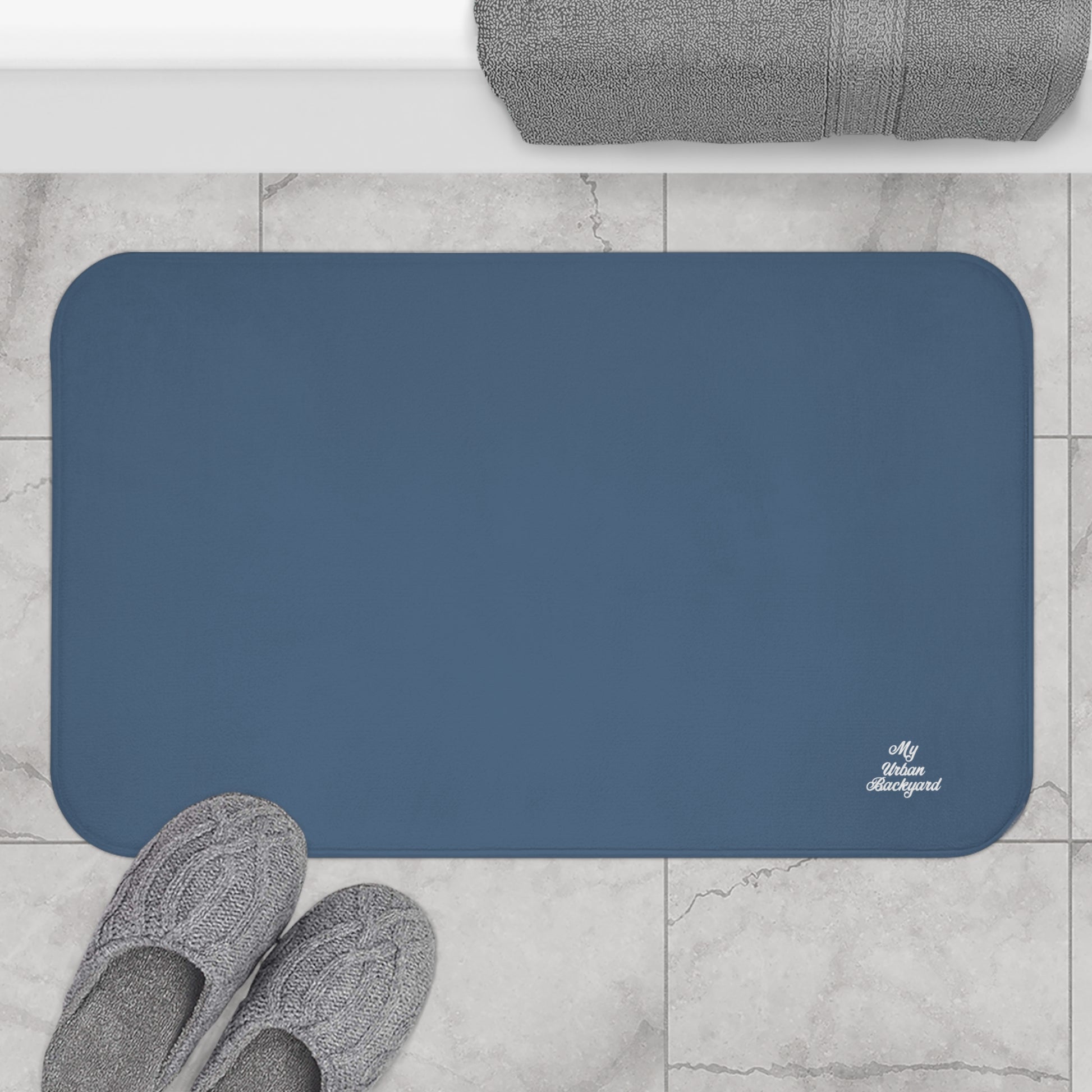 Blue Accent Color, Memory Foam Bath Mat - Cozy Bathroom Essential