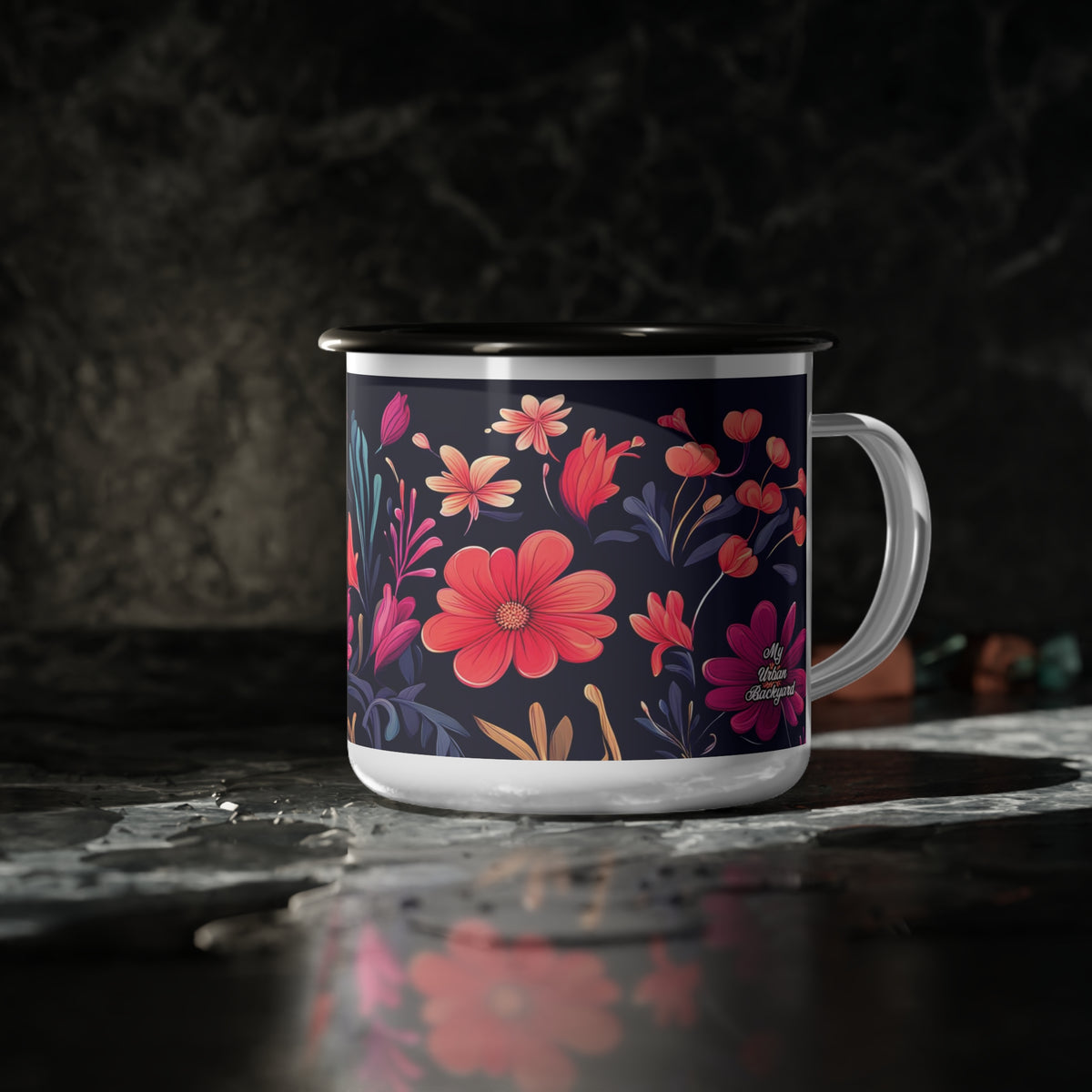 Night Blooming Wildflowers Enamel Mug