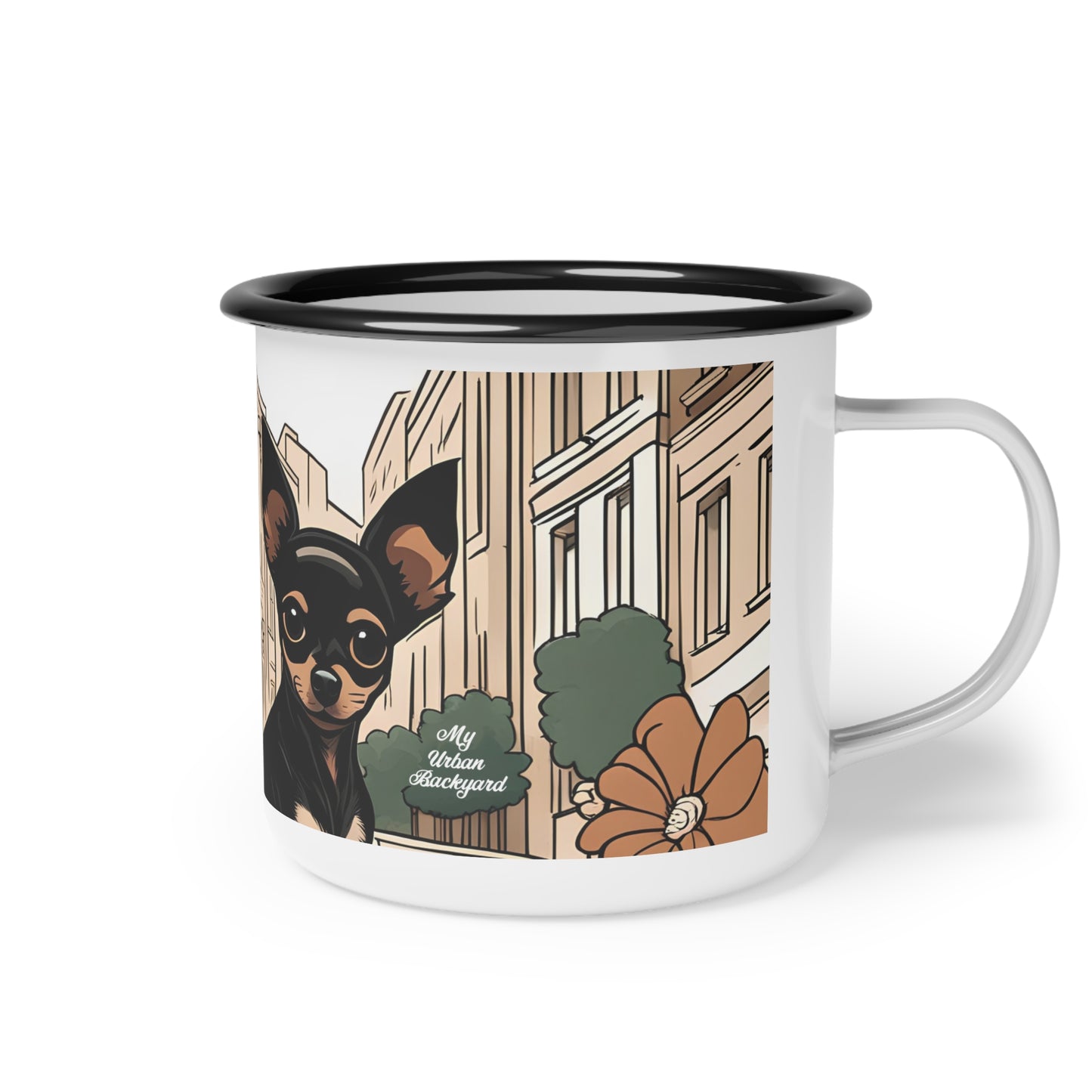 Ricky Barkley, Dog Enamel Camping Mug for Coffee, Tea, Cocoa, or Cereal - 12oz