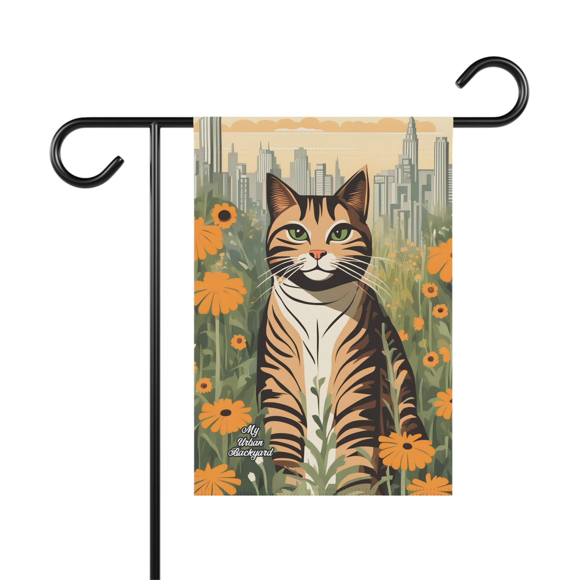 Finn Purrington, Cat Garden Flag for Yard, Patio, Porch, or Work, 12"x18" - Flag only