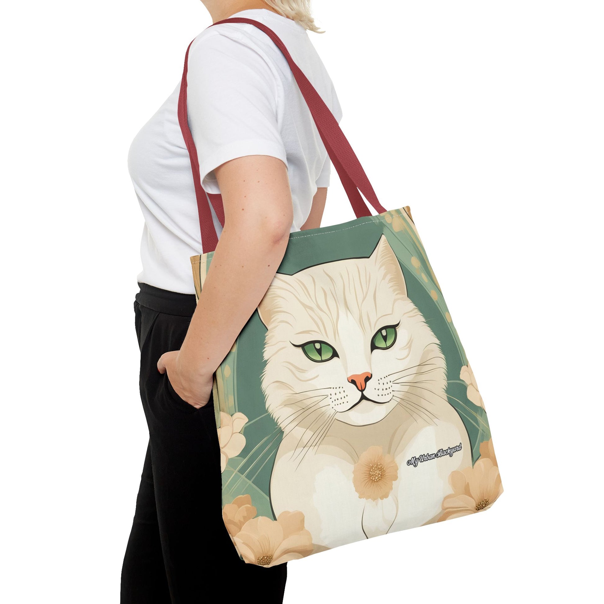 Blanca Purrington, Cat Tote Bag with Cotton Handles For Everyday Use, 3 Sizes