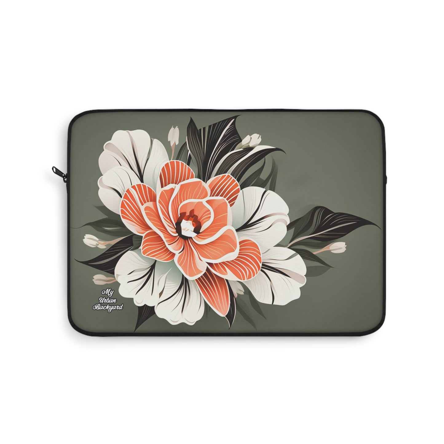 Laptop Carrying Case, Top Loading Sleeve for School or Work - White and Peach Flower