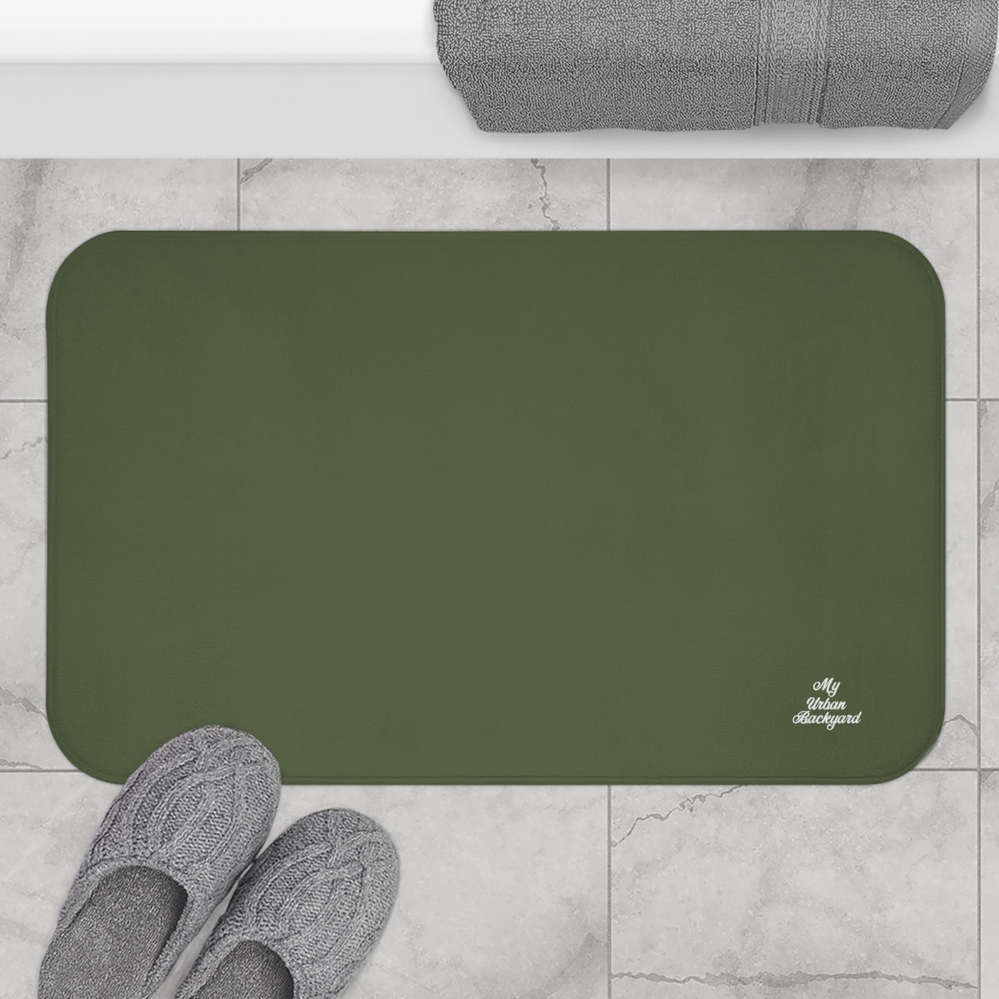 Olive Accent Color, Memory Foam Bath Mat - Cozy Bathroom Essential