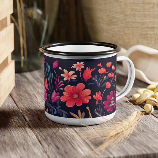 Night Blooming Wildflowers Enamel Mug