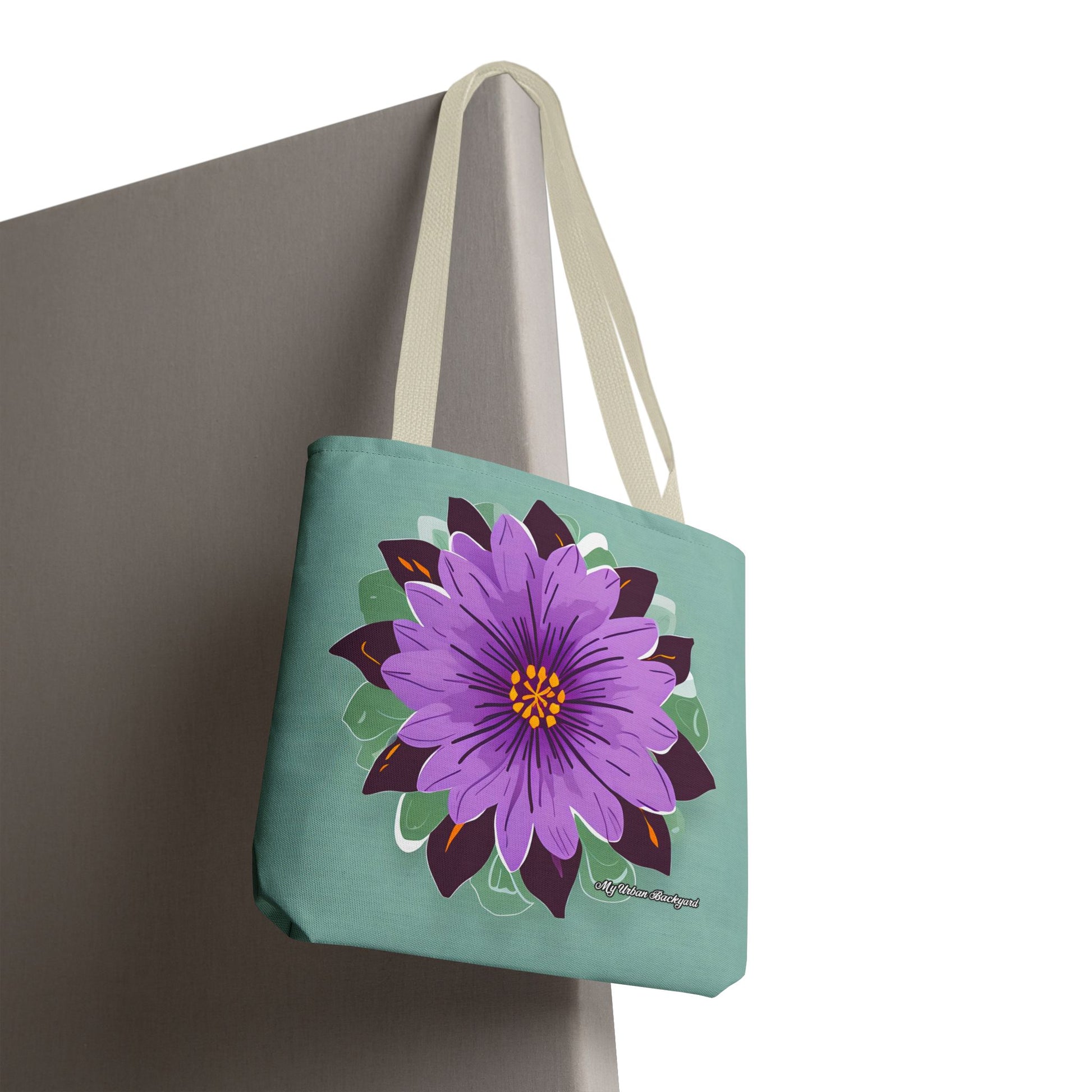 Purple Flower Tote Bag with Cotton Handles For Everyday Use, 3 Sizes