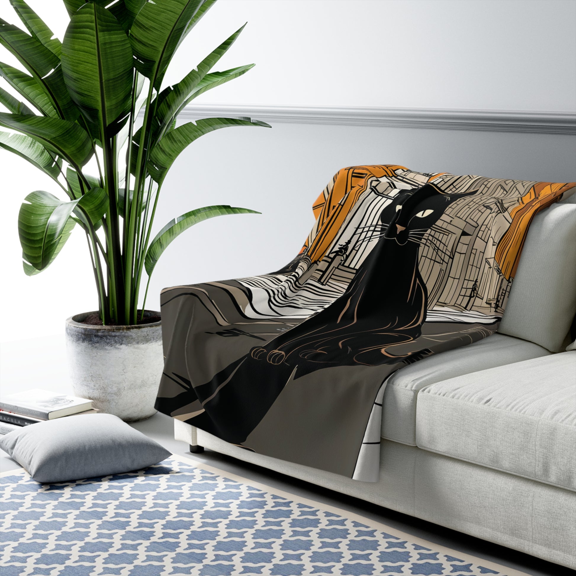 Lucian Purrcrest, Cat Sherpa Fleece Blanket for Cozy Warmth, 50"x60"