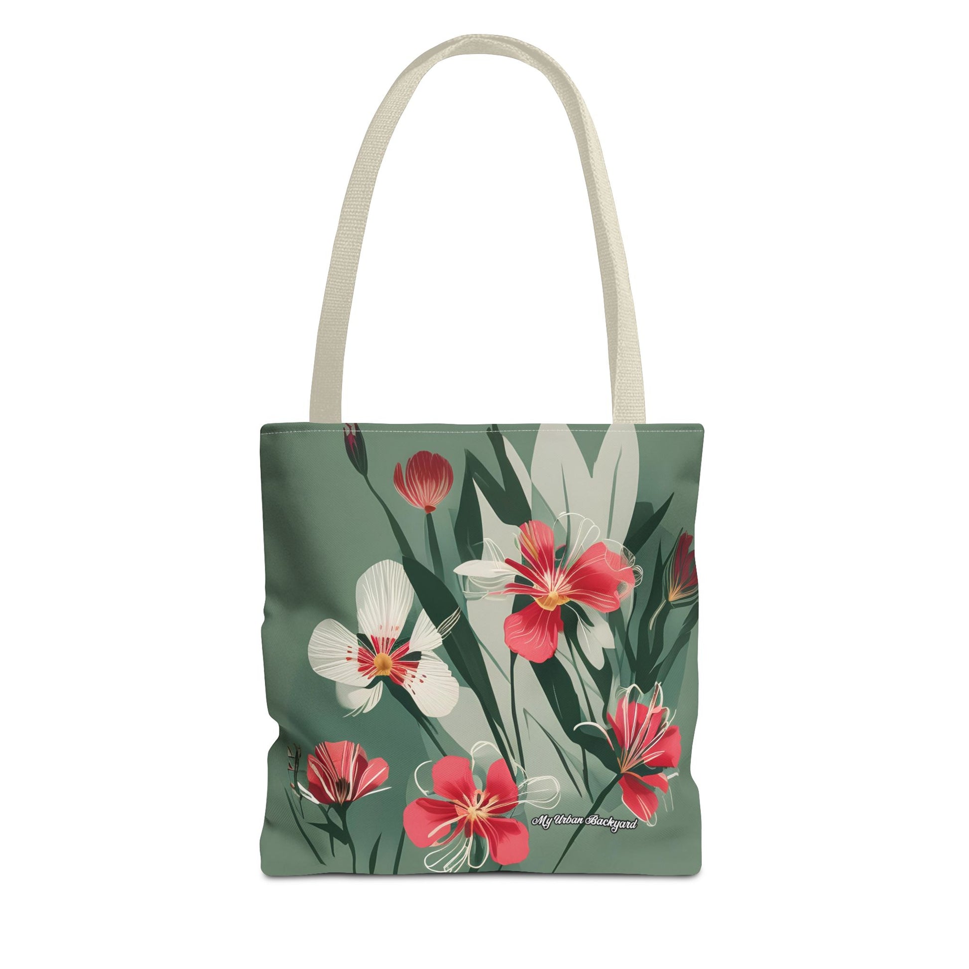White and Red Wildflowers Tote Bag with Cotton Handles For Everyday Use, 3 Sizes
