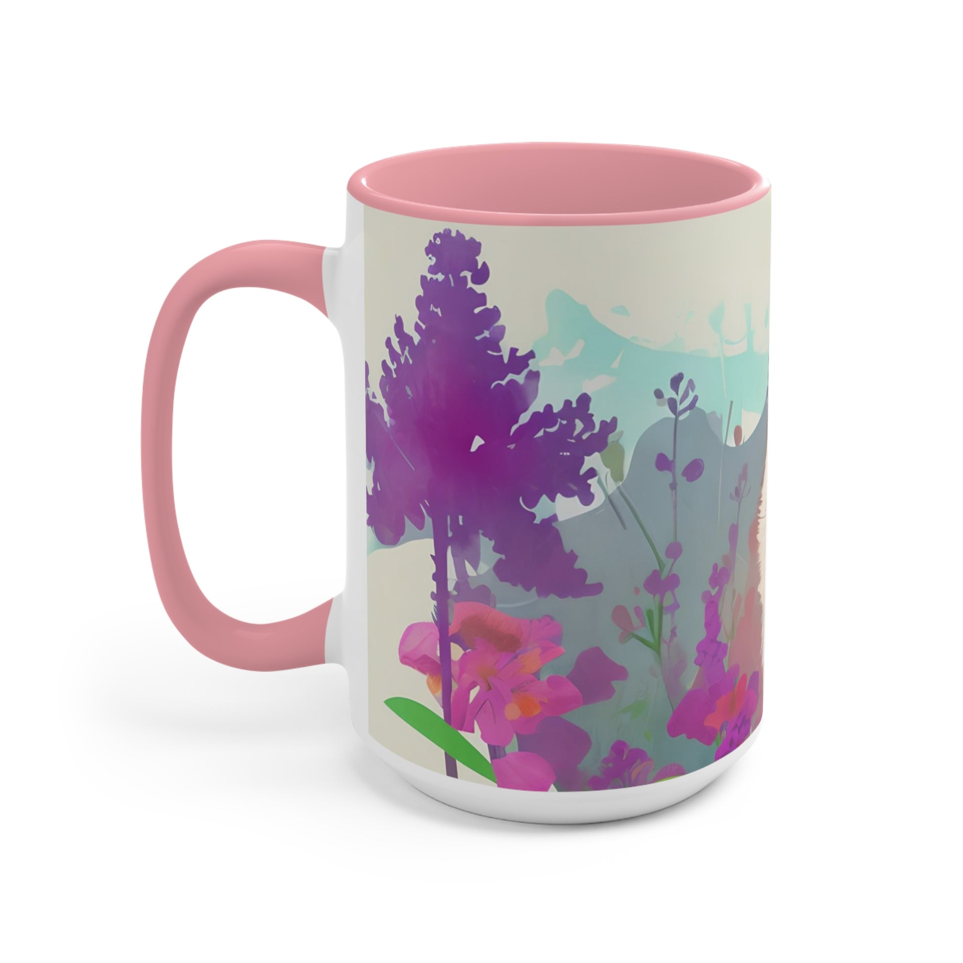 Raccoon with Flowers, Ceramic Mug - Perfect for Coffee, Tea, and More!