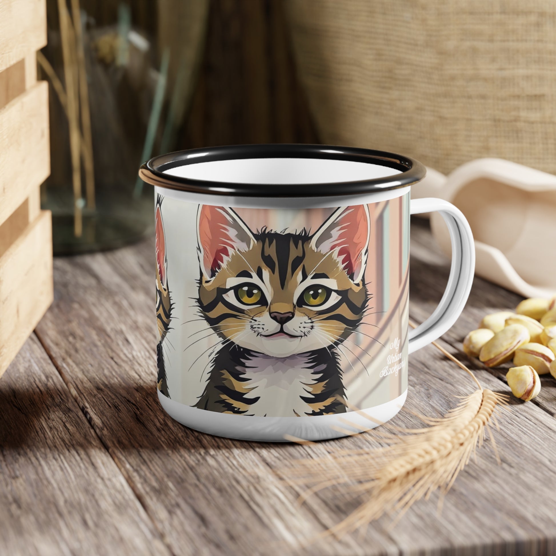 Cute Tabby Kittens Enamel Camp Cup - Perfect for Pet Lovers, Camping, Coffee Lovers, Gift for Cat Owners, Outdoor Adventures