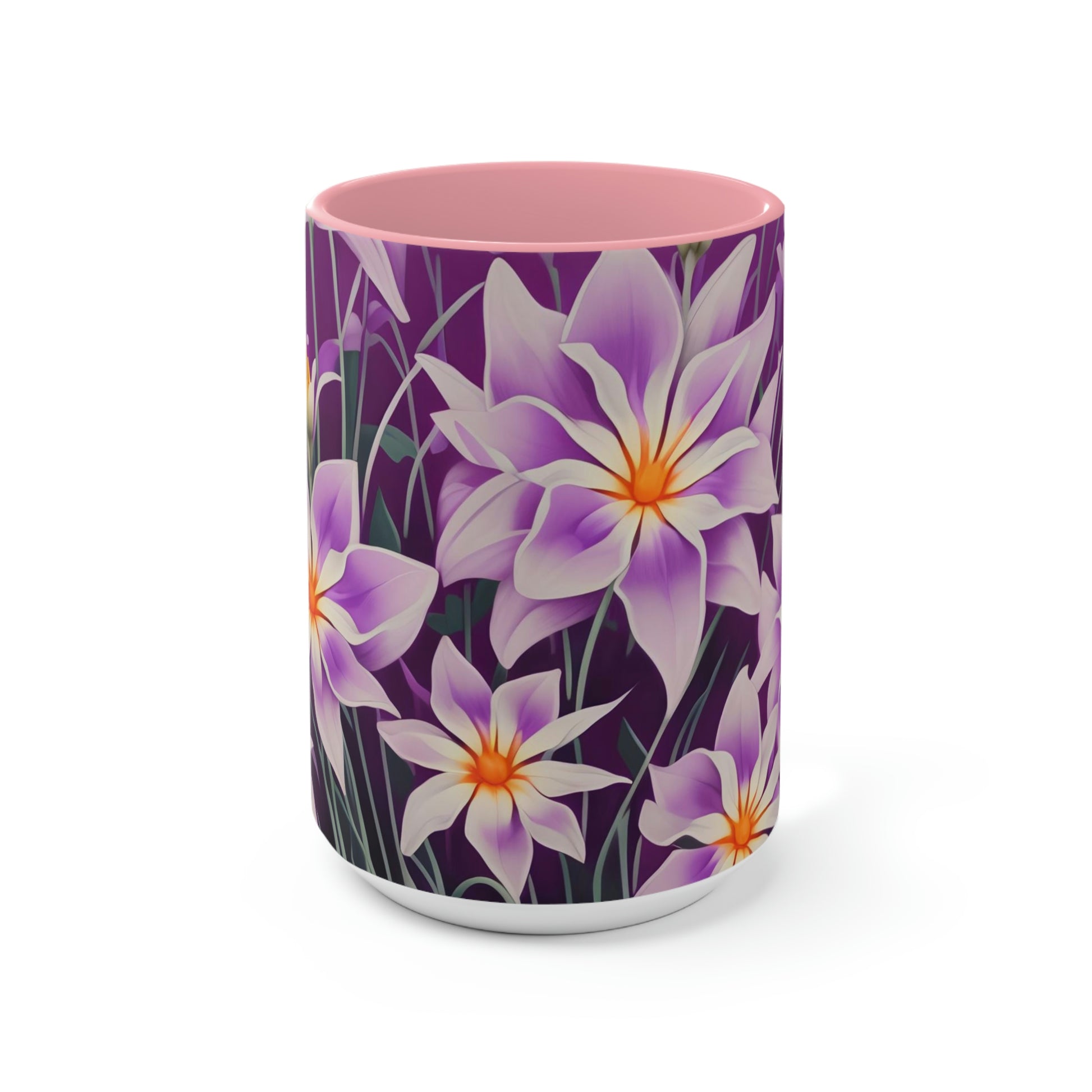 Purple Flowers, Ceramic Mug - Perfect for Coffee, Tea, and More!