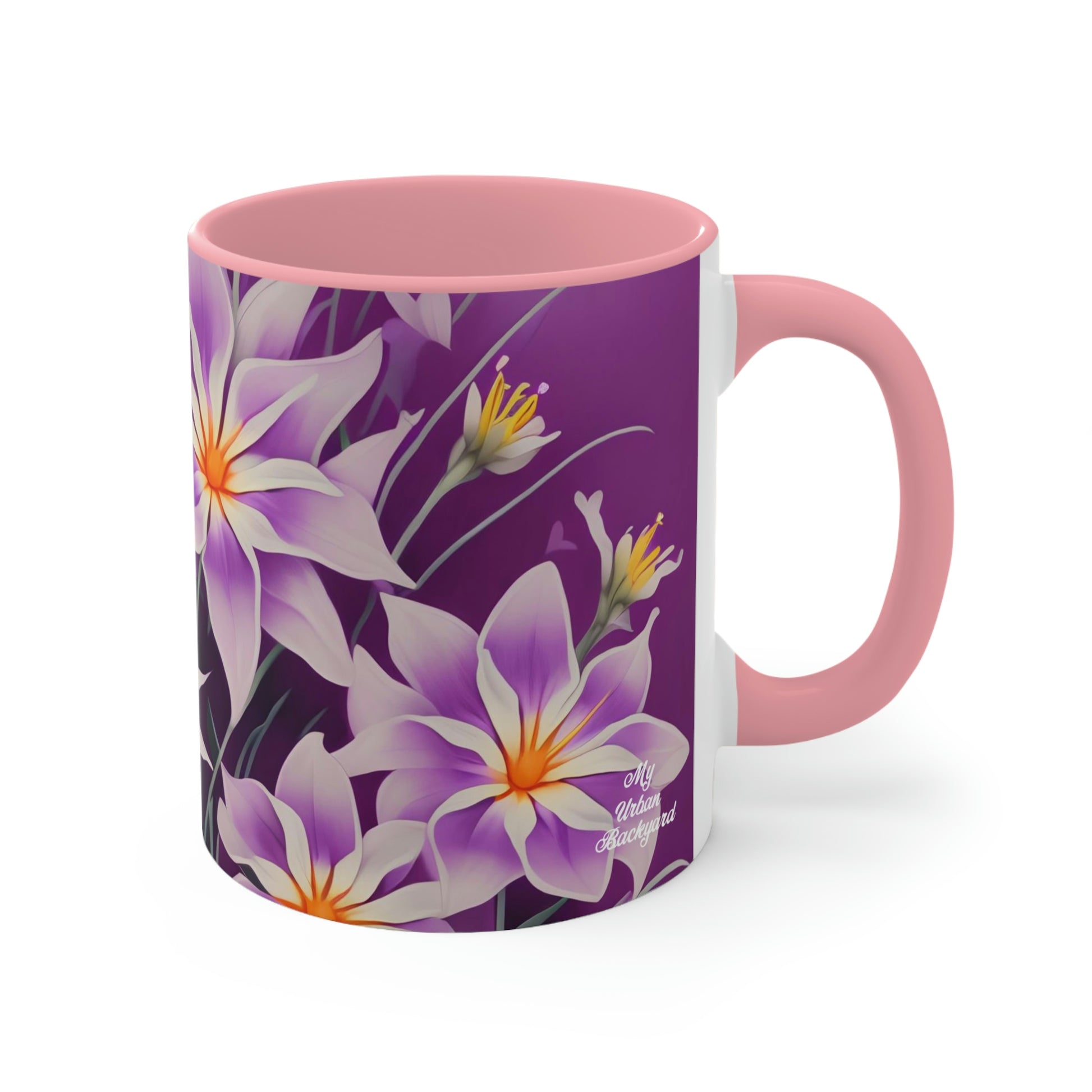 Purple Flowers, Ceramic Mug - Perfect for Coffee, Tea, and More!