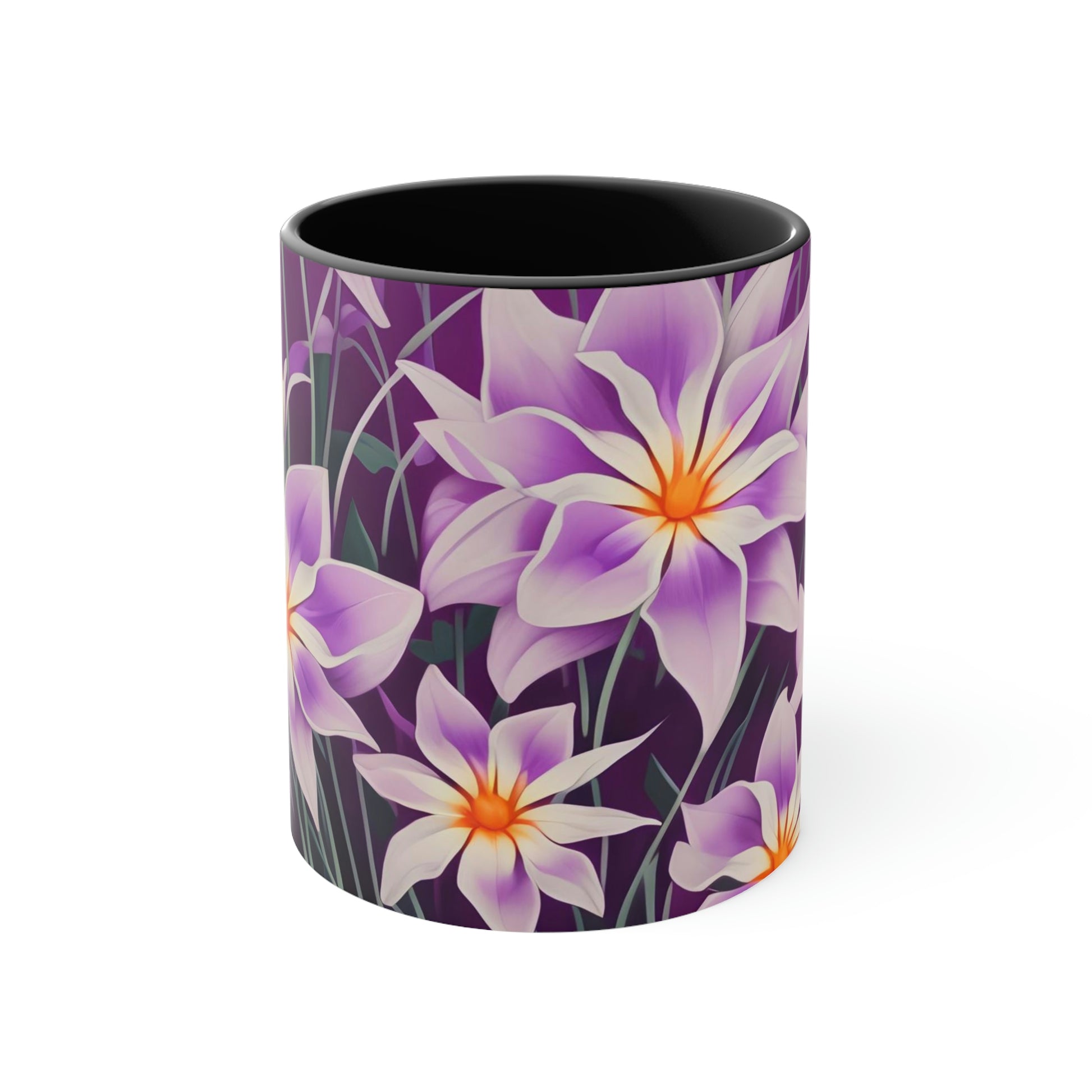Purple Flowers, Ceramic Mug - Perfect for Coffee, Tea, and More!