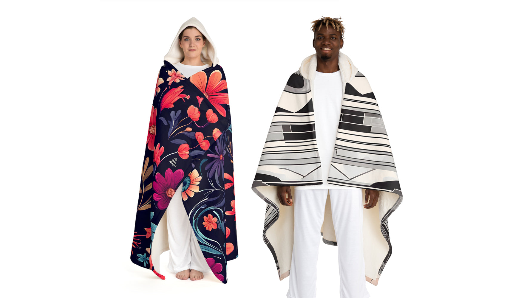 Hooded Sherpa Fleece Blanket by My Urban Backyard