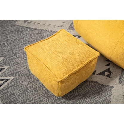 High Back Bean Bag Chair Lazy Sofa With Footstool, Comfortable Lounger, Mustard yellow