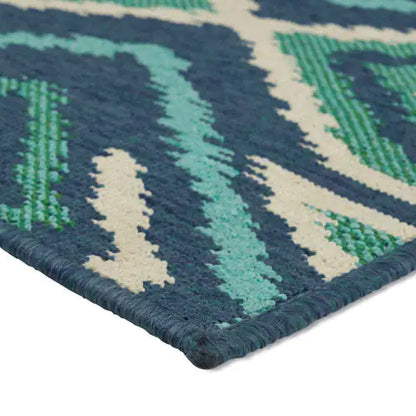 Outdoor Rug, Blue Pattern, 7'6" x 5'3"