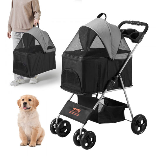 Four-wheeled Pet Stroller With A Weight Capacity Of 35 Pounds