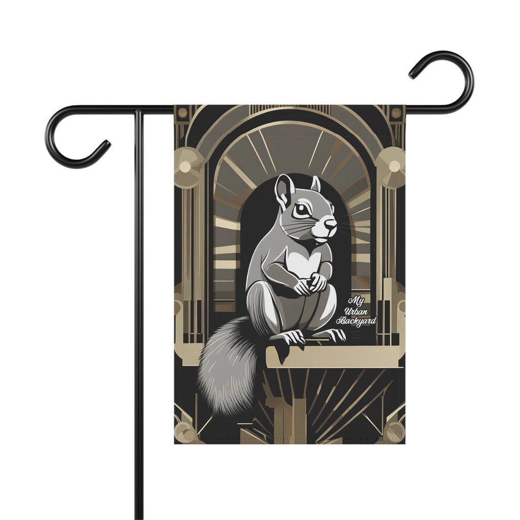Art Deco Squirrel, Garden Flag for Yard, Patio, Porch, or Work, 12"x18" - Flag only