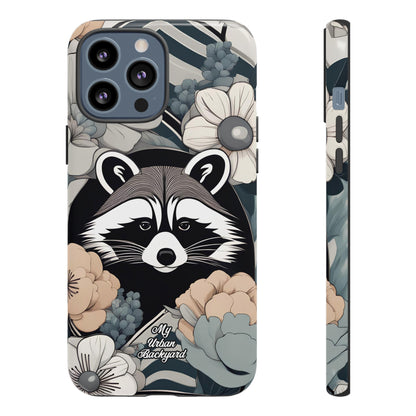 Art Deco Raccoon with Flowers, Cell Phone Case - Apple, Samsung, or Google Pixel