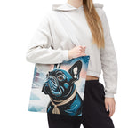 French Bulldog Winter Tote Bag — Snowy Pup All-Over Print Tote