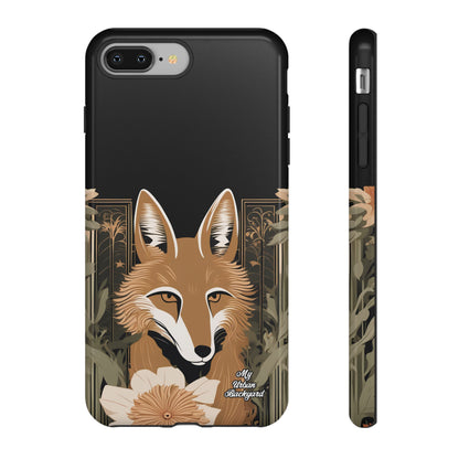 Art Deco Coyote with Flower, Cell Phone Case - Apple, Samsung or Google Pixel