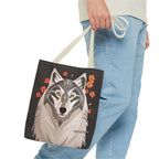 Art Deco Wolf Tote Bag with Cotton Handles For Everyday Use, 3 Sizes