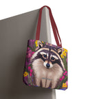 Raccoon and Flowers Tote Bag with Cotton Handles For Everyday Use, 3 Sizes