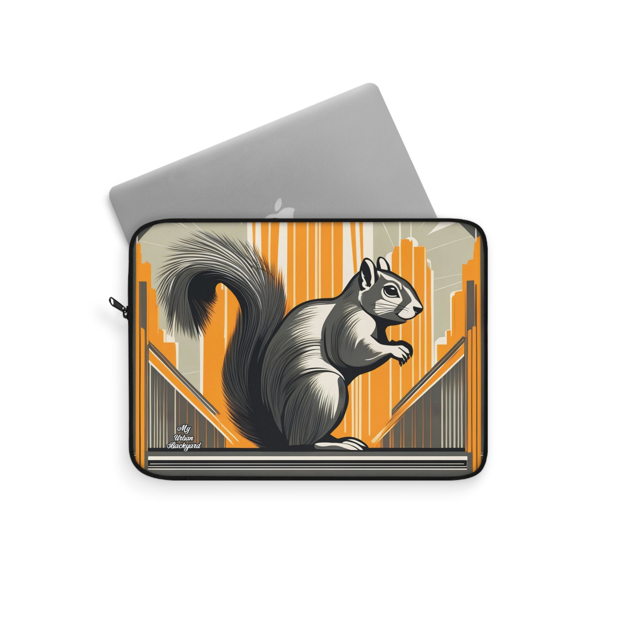 Art Deco Squirrel, Laptop Carrying Case, Top Loading Sleeve for School or Work