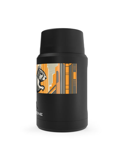 Art Deco Squirrel, Reusable Insulated Food Storage Container with Spoon – 16.9oz