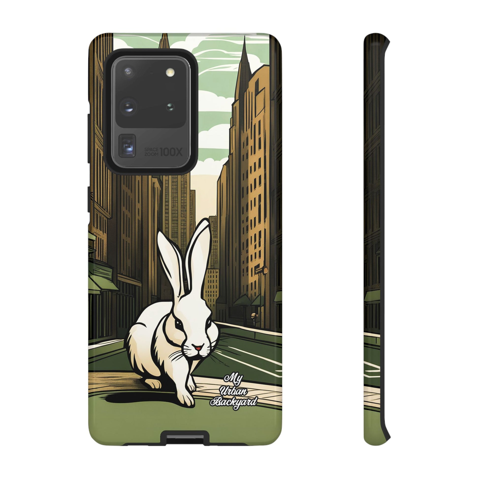 White Rabbit on a City Street, Cell Phone Case - Apple, Samsung, or Google Pixel