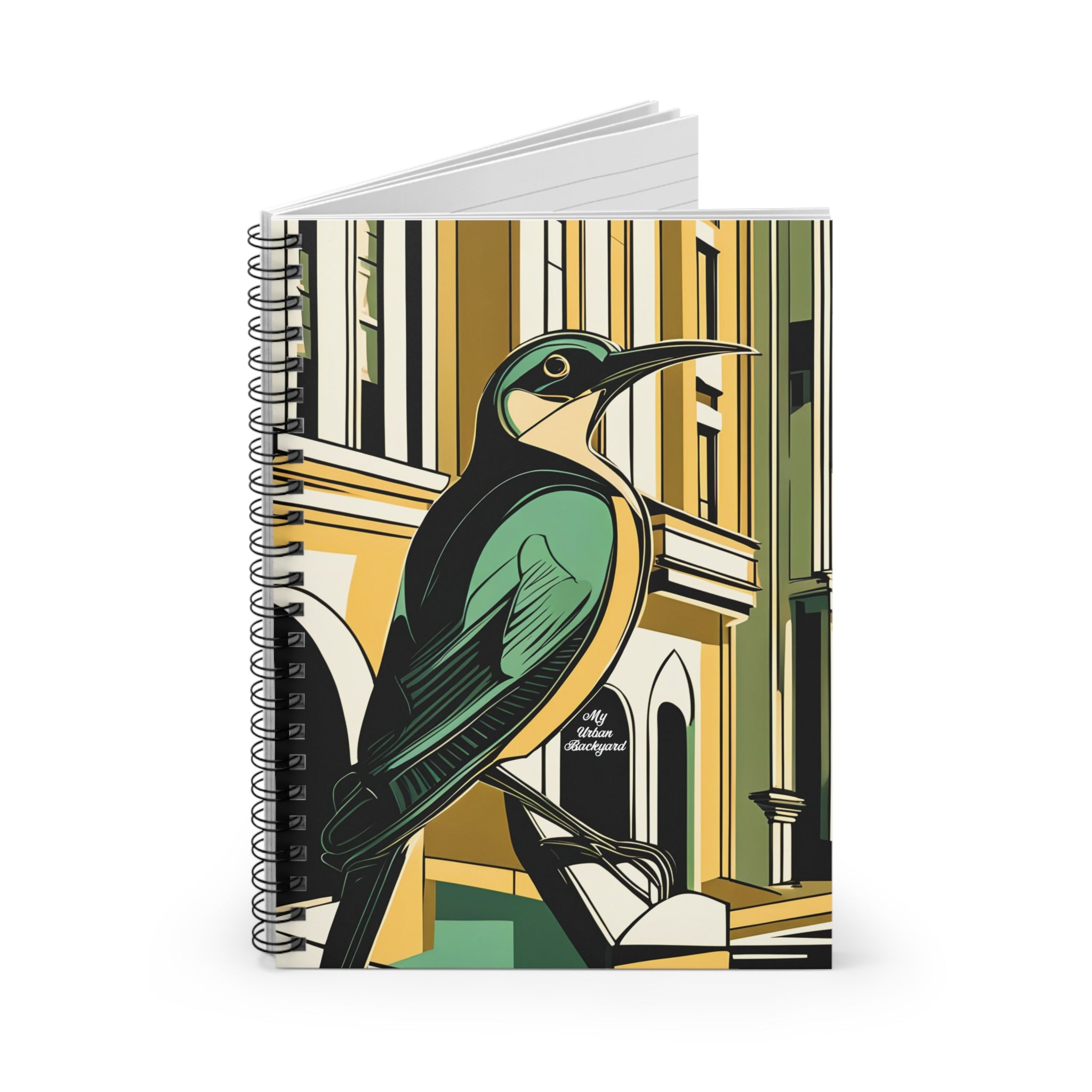Bird in the City, Spiral Notebook Writing Journal - 118 Ruled Pages