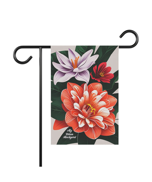 Three Flowers, Garden Flag for Yard, Patio, Porch, or Work, 12"x18" - Flag only