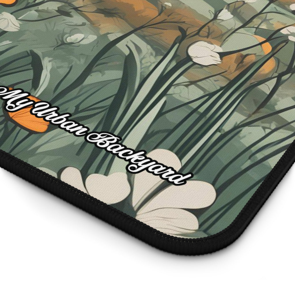 Cityscape Floral Desk Mat | Desktop Protector, Home Office Decor, Gift for Nature Lovers, Stylish Mousepad