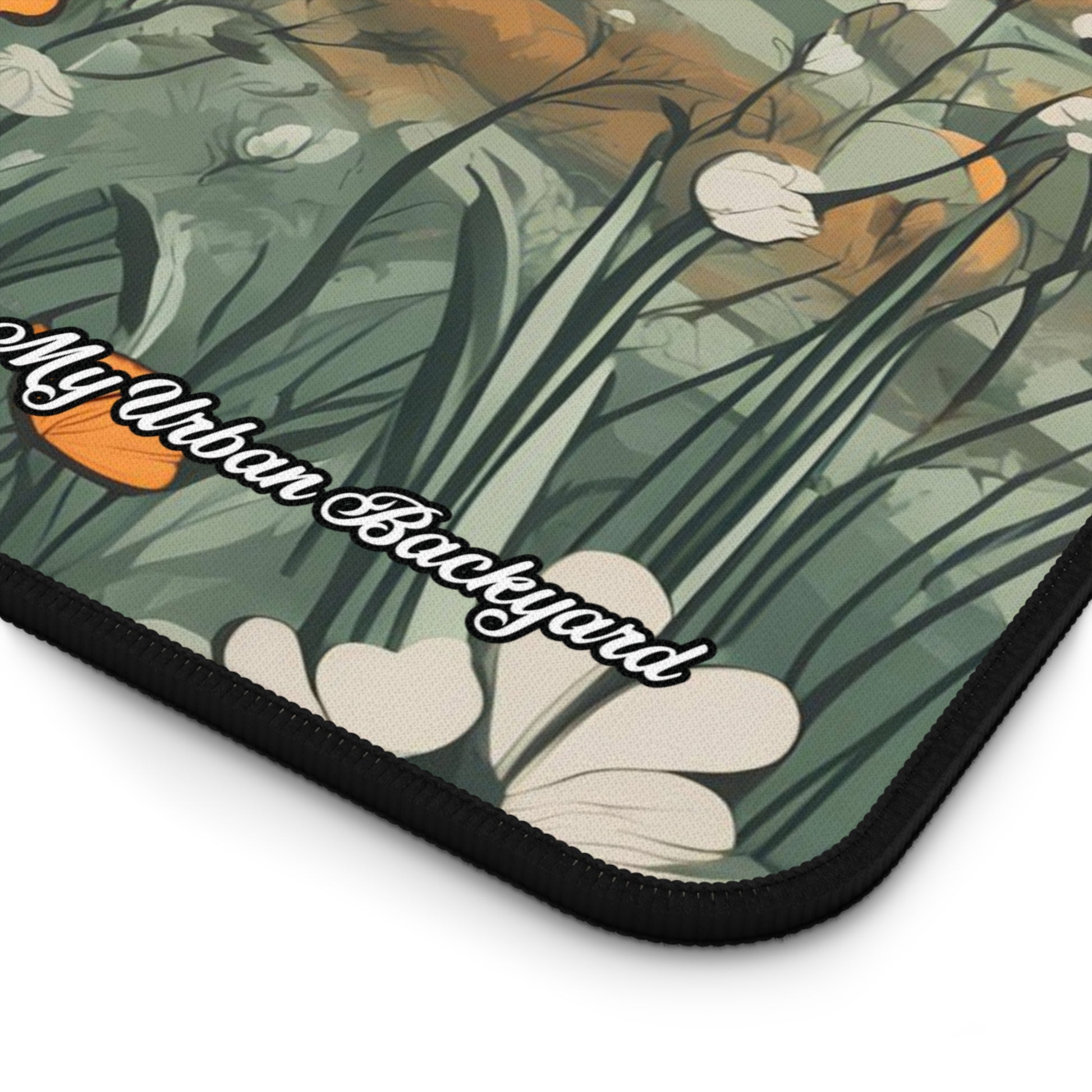 Cityscape Floral Desk Mat | Desktop Protector, Home Office Decor, Gift for Nature Lovers, Stylish Mousepad