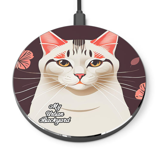 White Cat, 10W Wireless Charger for iPhone, Android, Earbuds