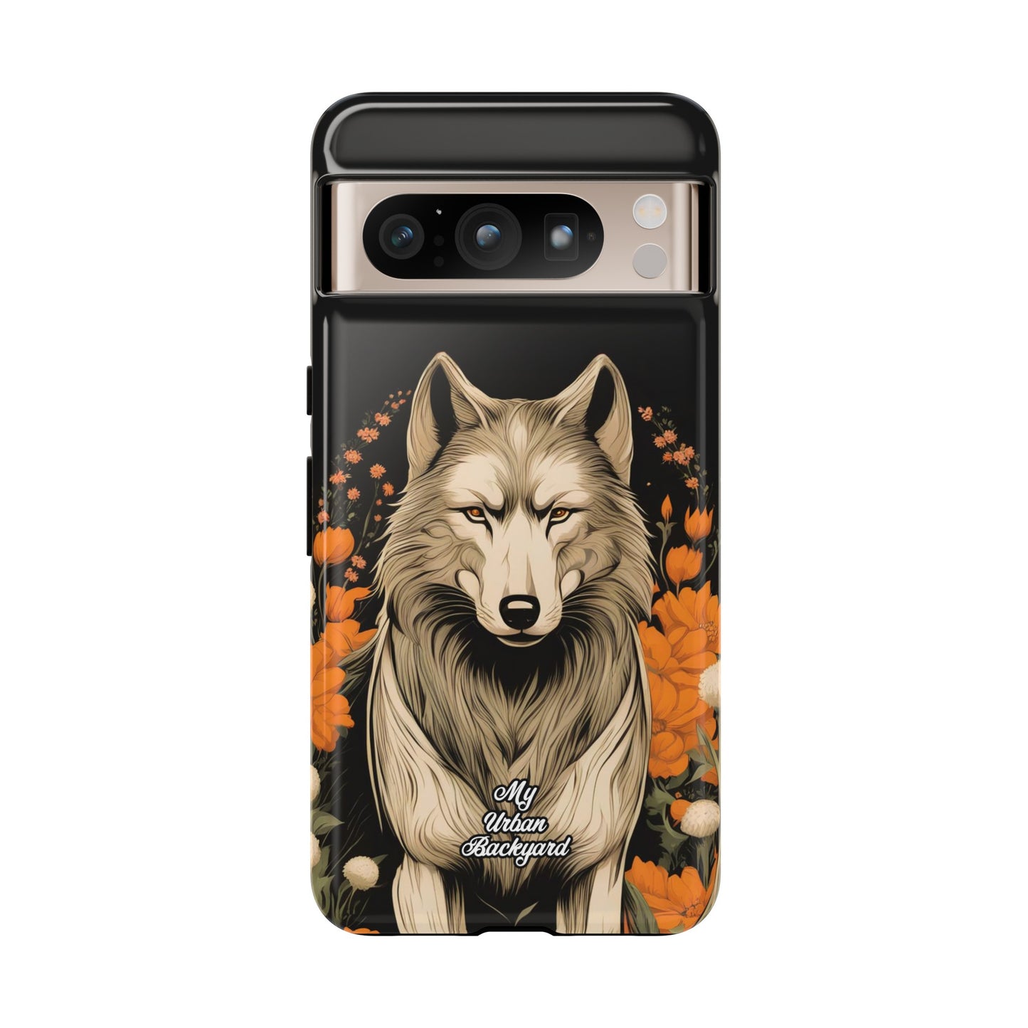 Wolf with Flowers, Cell Phone Case - Apple, Samsung or Google Pixel