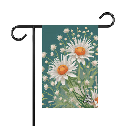 White Flowers, Garden Flag for Yard, Patio, Porch, or Work, 12"x18" - Flag only