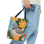 Pigeon and Yellow Flowers Tote Bag with Cotton Handles For Everyday Use, 3 Sizes